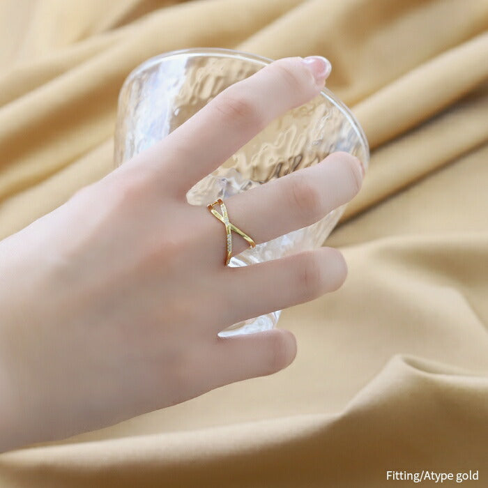 ring-8 リング 指輪 レディース シルバー ゴールド クロス 金属アレルギー シンプル 18k 18金 k18 ニッケルフリー 9号 11号 13号 14号 ファッションリング ゴールドリング シルバーリング クロスリング キュービックジルコニア 18Kコーティング 大人 ハンドメイド 大人可愛い 凛