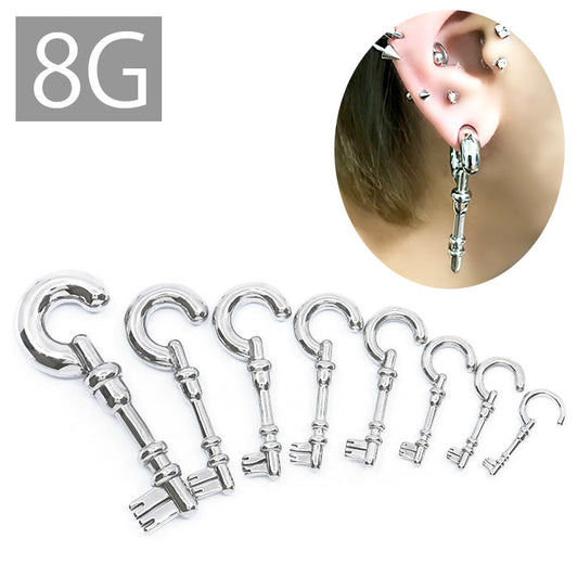 【全品送料無料】 ボディピアス 8G 軟骨ピアス ピアス サージカルステンレス 金属アレルギー対応トライバル 変形  鍵 フック キー 鍵フック ラージゲージ セカンドピアス  軟骨用 軟骨 ピアス ボディーピアス