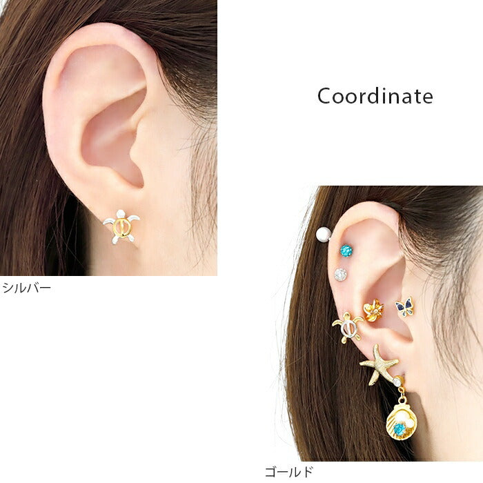 【全品送料無料】 軟骨ピアス 14G 16G ボディピアス かわいい キャッチ チャーム サージカルステンレス 金属アレルギー対応 ホヌ ハワイアンジュエリー カメ 亀 花 フラワー ボディピ ストレートバーベル トラガス ヘリックス ダブルフェイス 軟骨 ピアス ボディーピアス
