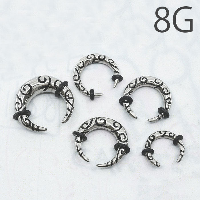 【全品送料無料】 ボディピアス 軟骨ピアス 8G サージカルステンレス 金属アレルギー対応 フック 変形 トライバル クロウ クロー メンズ ラージゲージ セカンドピアス 軟骨用 軟骨 ピアス ボディーピアス