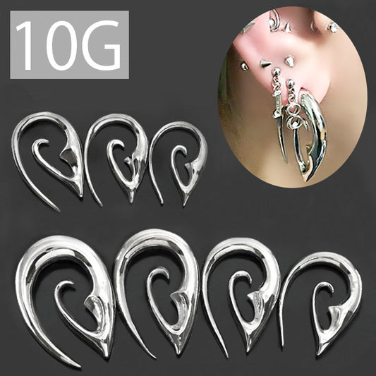 【全品送料無料】 ボディピアス 軟骨ピアス 10G サージカルステンレス 金属アレルギー対応 トライバル 変形 個性的 ユニーク シルバー スタイリッシュ ラージゲージ セカンドピアス 軟骨用 軟骨 ピアス ボディーピアス