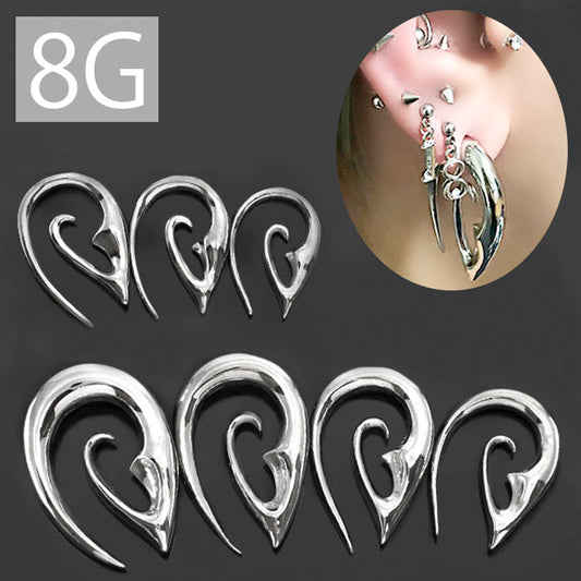 【全品送料無料】 ボディピアス 軟骨ピアス 8G サージカルステンレス 金属アレルギー対応 トライバル 変形 個性的 ユニーク シルバー スタイリッシュ ラージゲージ セカンドピアス 軟骨用 軟骨 ピアス ボディーピアス