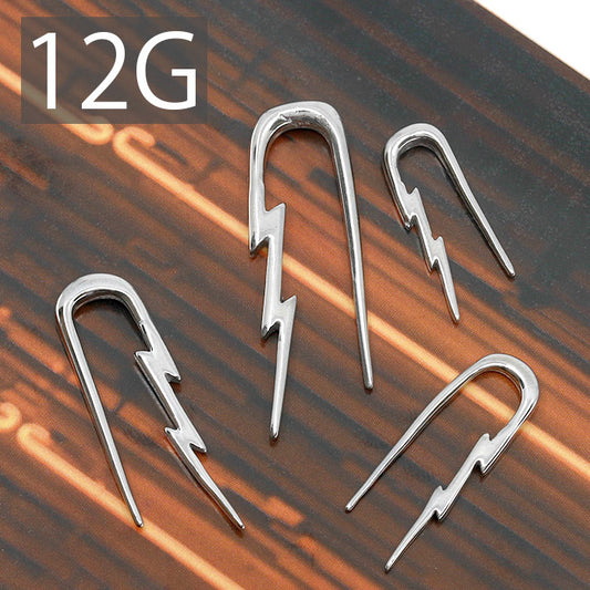 【全品送料無料】 ボディピアス 軟骨ピアス 12G サージカルステンレス 金属アレルギー対応 雷 カミナリ かみなり サンダー  稲妻 イナズマ トライバル 変形 個性的 ユニーク シルバー スタイリッシュ ラージゲージ セカンドピアス 軟骨用 軟骨 ピアス ボディーピアス