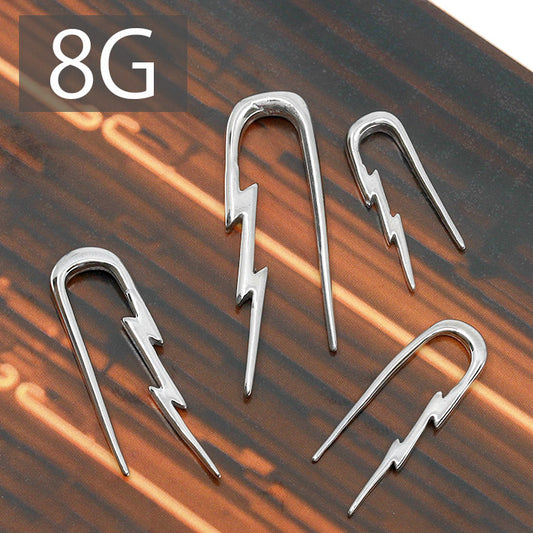 【全品送料無料】 ボディピアス 軟骨ピアス 8G サージカルステンレス 金属アレルギー対応 雷 カミナリ かみなり サンダー  稲妻 イナズマ トライバル 変形 個性的 ユニーク シルバー スタイリッシュ ラージゲージ セカンドピアス 軟骨用 軟骨 ピアス ボディーピアス