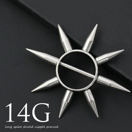 【全品送料無料】 [14G]ニップルピアス0003/ロングスパイクシールドピアス/ボディピアス/ボディーピアス/ボディピ/ピアス「BP」