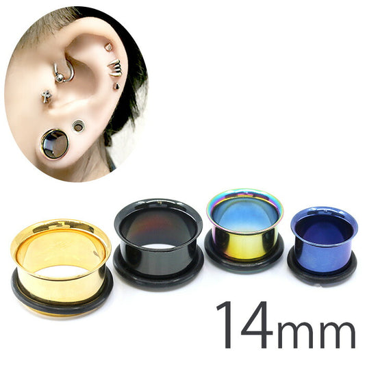 【全品送料無料】 ボディピアス 軟骨ピアス 14ｍｍ  サージカルステンレス 金属アレルギー対応 ピアス シングルフレア アイレット 4色 プラグ ホール「BP」