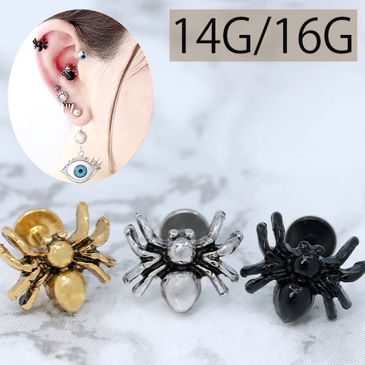 【全品送料無料】  軟骨ピアス 14G 16G ボディピアス かわいい キャッチ ラブレット サージカルステンレス 金属アレルギー対応 クモ 蜘蛛 くも ピアス おしゃれ 虫 トラガス アニマル ファーストピアス セカンドピアス メンズ 軟骨 ピアス ボディーピアス