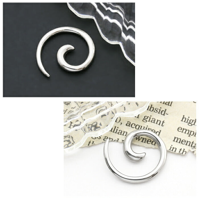 【全品送料無料】 ボディピアス 軟骨ピアス 0G サージカルステンレス 金属アレルギー対応 うずまき フック 変形 個性的 ユニーク シルバー スタイリッシュ ラージゲージ セカンドピアス メンズ 軟骨用 軟骨 ピアス ボディーピアス