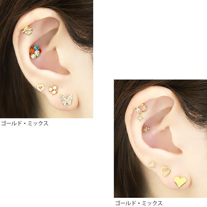 s2f-33-20  s2f-33-20-14g-sv ボディピアス 14G 軟骨ピアス 16G ピアス 18G ハート 花 ストレートバーベル セカンドピアス サージカルステンレス 金属アレルギー 「BP」「NAN」「cr」
