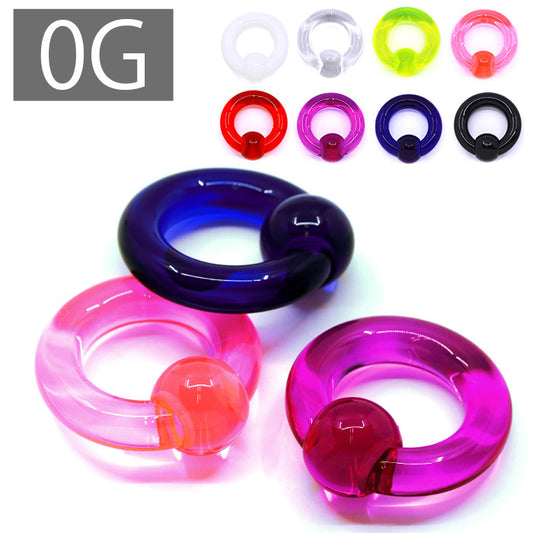 【全品送料無料】 ボディピアス 軟骨ピアス 0G  リングピアス ラージゲージ 透明ピアス ０ゲージ メンズ キャプティブビーズリング 片耳用 太め 大きめ アクリル 耳 リング カラフル 軟骨 ピアス