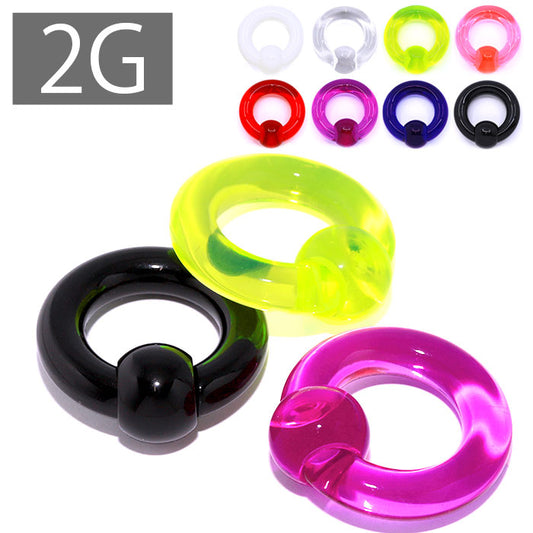 【全品送料無料】 ボディピアス 軟骨ピアス 2G  リングピアス ラージゲージ 透明ピアス 2ゲージ メンズ キャプティブビーズリング 片耳用 太め 大きめ アクリル 耳 リング カラフル 軟骨 ピアスクリル 耳 ビーズリング