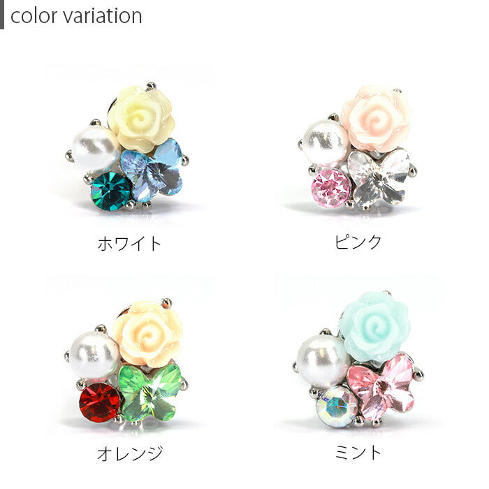 【廃盤】 【全品送料無料】 軟骨ピアス 16G ボディピアス かわいい キャッチ チャーム サージカルステンレス 金属アレルギー対応 バラ 薔薇 花 フラワー ジュエル キラキラ ストレートバーベル ファーストピアス セカンドピアス 軟骨 ピアス ボディーピアス