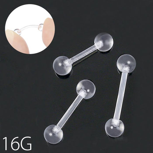 【廃盤】 透明ピアス ボディピアス 16G 軟骨ピアス 16ゲージ アクリル シークレット 透ピ 透明 セカンドピアス 金属アレルギー 対応 樹脂 ストレートバーベル ボディーピアス ボディピ セール0021  「BP」 「NAN」