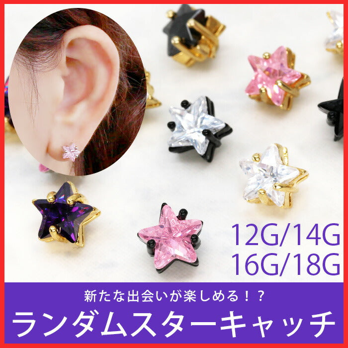 【廃盤】 ボディピアス 軟骨ピアス 12G 14G 16G 18G ランダムスターキャッチ  「BP」「NAN」