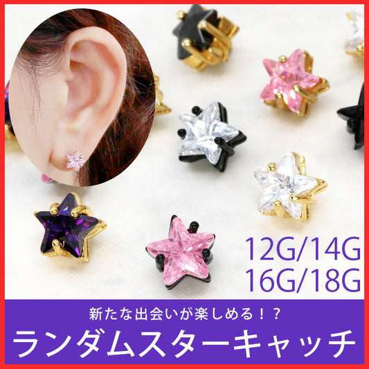 【廃盤】 ボディピアス 軟骨ピアス 12G 14G 16G 18G ランダムスターキャッチ  「BP」「NAN」