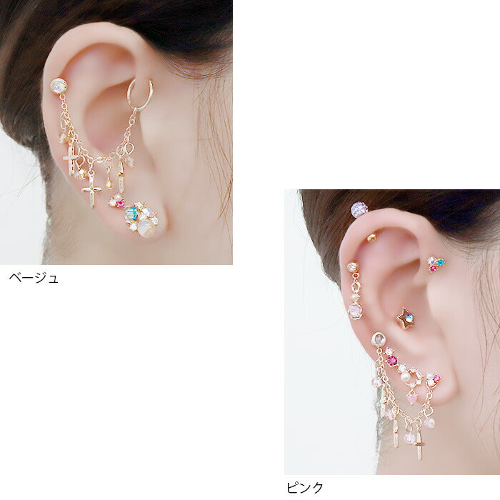 【廃盤】 チャーム ボディピアス 14G 軟骨ピアス 16G ピアス 18G クロス ジュエル セカンドピアス ピアス かわいい カスタマイズ アレンジ 揺れる ゴールド 「CHA」 「CUS」