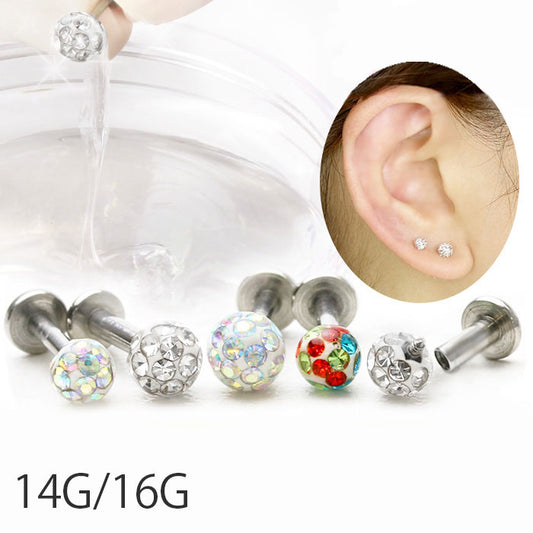 【廃盤】 【全品送料無料】 軟骨ピアス 14G かわいい 16G ボディピアス パヴェ コーティング 14ゲージ 16ゲージ ピアス ラブレッドスタッド サージカルステンレス 耳