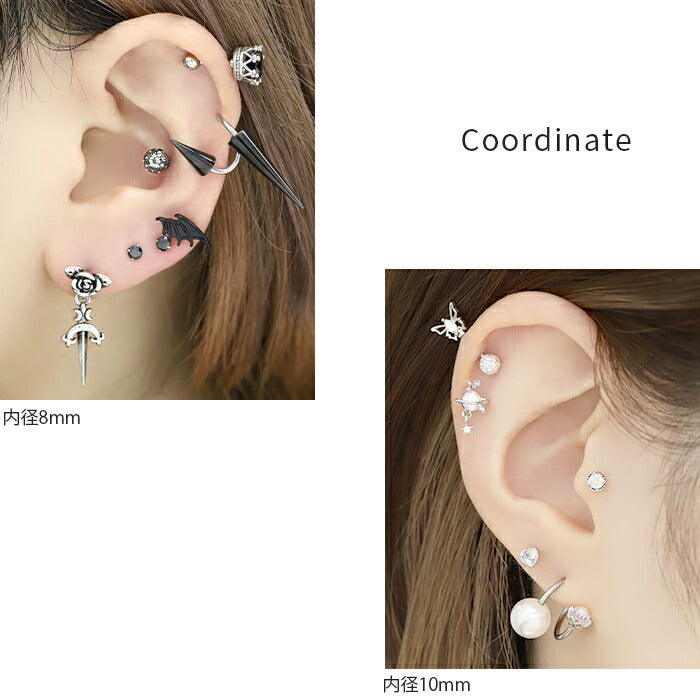 ★【全品送料無料】 ボディピアス キャッチ 18G 16G 14G 軟骨ピアス つけっぱなし サージカルステンレス 金属アレルギー対応 カスタマイズ かわいい メンズ ファーストピアス セカンドピアス シンプル スパイラルバーベル 片耳用 軟骨 ピアス ボディーピアス