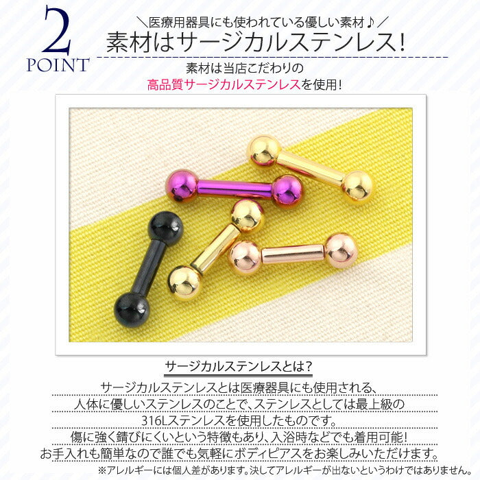 【全品送料無料】 [10G]ストレートバーベル ボディピアス ブラック ゴールド スタンダード 定番 ラージゲージ「BP」