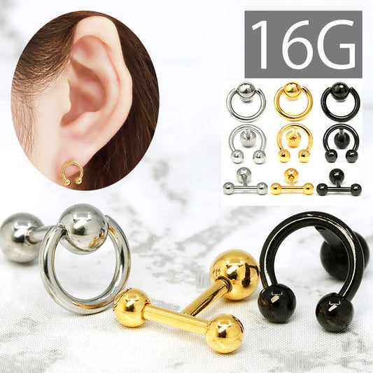 【全品送料無料】 軟骨ピアス 16G ボディピアス  リング スタイリッシュ  サージカルステンレス ピアス 軟骨 凛  金属アレルギー 対応 シルバー ゴールド ブラック
