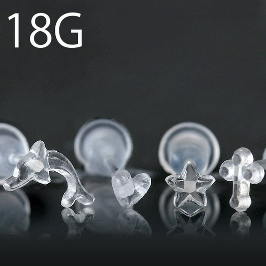 【全品送料無料】 透明ピアス 18G ボディピアス 軟骨ピアス 金属アレルギー対応 透明 透ピ 目立たない シークレット ピアス 軟骨 ピアス セカンドピアス トラガス ピアス アクリル スター ハート クロス イルカ 星 十字架 ボディーピアス