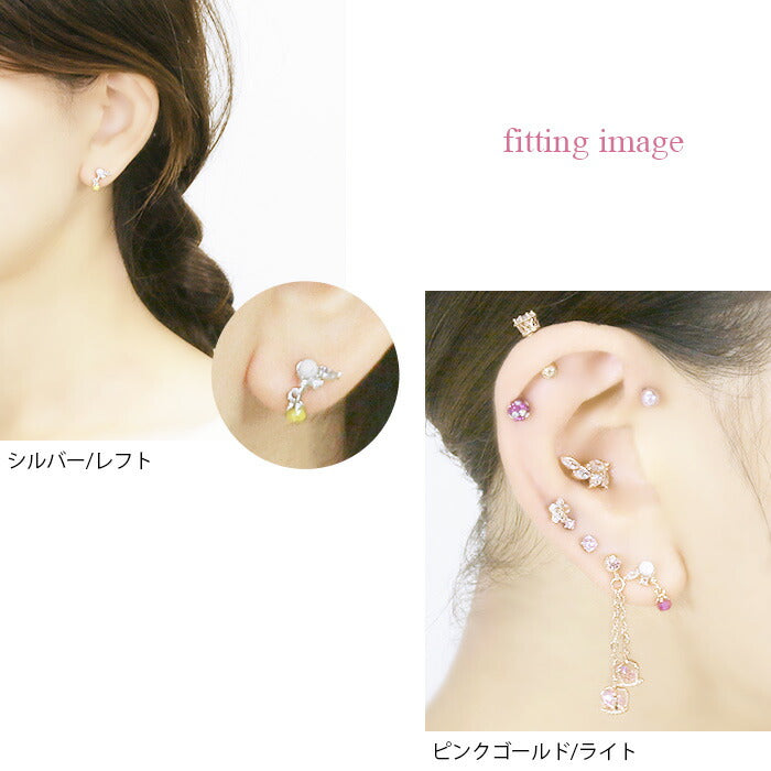 【廃盤】 ボディピアス 16G 軟骨ピアス ピアス 羽 ジュエル チャーム付 ストレートバーベル サージカルステンレス セカンドピアス ピアス
