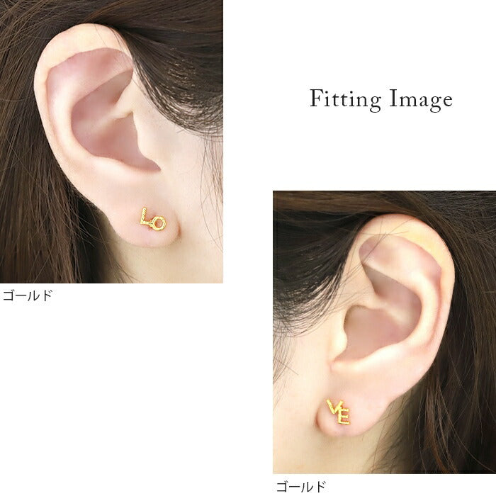 軟骨ピアス 16G ボディピアス つけっぱなし ピアス 金属アレルギー サージカルステンレス かわいい 可愛い シンプル LOVE アルファベット シルバー ゴールド ピンクゴールド セカンドピアス ストレートバーべル 両耳用　付けっぱなしピアス 【両耳用・セット】