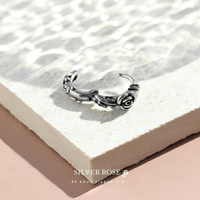 t1141-91 ボディピアス 軟骨ピアス 18G ピアス 金属アレルギー対応 フープピアス 薔薇 バラ サージカルステンレス キャッチレス つけっぱなし セカンドピアス ステンレスピアス ワンタッチピアス リング シンプル レディース おしゃれ クール 耳 片耳用