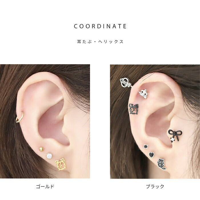 t1141-97 軟骨ピアス 16G ボディピアス サージカルステンレス つけっぱなし 金属アレルギー 金属アレルギー対応 時計 ストレートバーベル シルバー ゴールド ブラック かわいい トラガスピアス ヘリックスピアス ピアス 片耳用