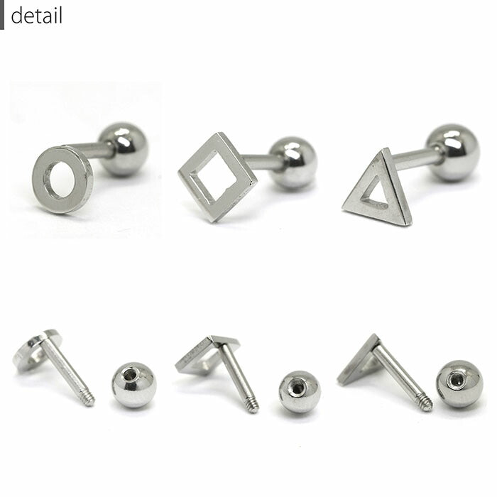 【全品送料無料】 軟骨ピアス 16G ボディピアス かわいい キャッチ チャーム サージカルステンレス 金属アレルギー対応 サークル スクエア 三角 トライアングル ボディピ ストレートバーベル 黒 パーツ  ストレート メンズ 軟骨 ピアス ボディーピアス