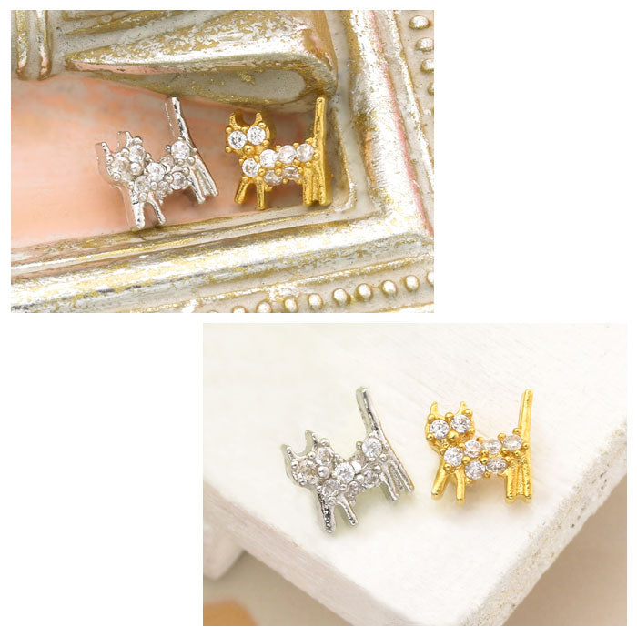 【廃盤】 ボディピアス 18G 16G キャッチ 0172 ジュエル ピアス ネコ 軟骨ピアス ねこ カスタマイズ ボディーピアス「BP」「CUS」「ms」|ボディピ 16ゲージ 軟骨用 ピアスキャッチ パーツ ピアスパーツ 18ゲージ ネジ式 ねじ式 バーベル ラブレット ストレートバーベル