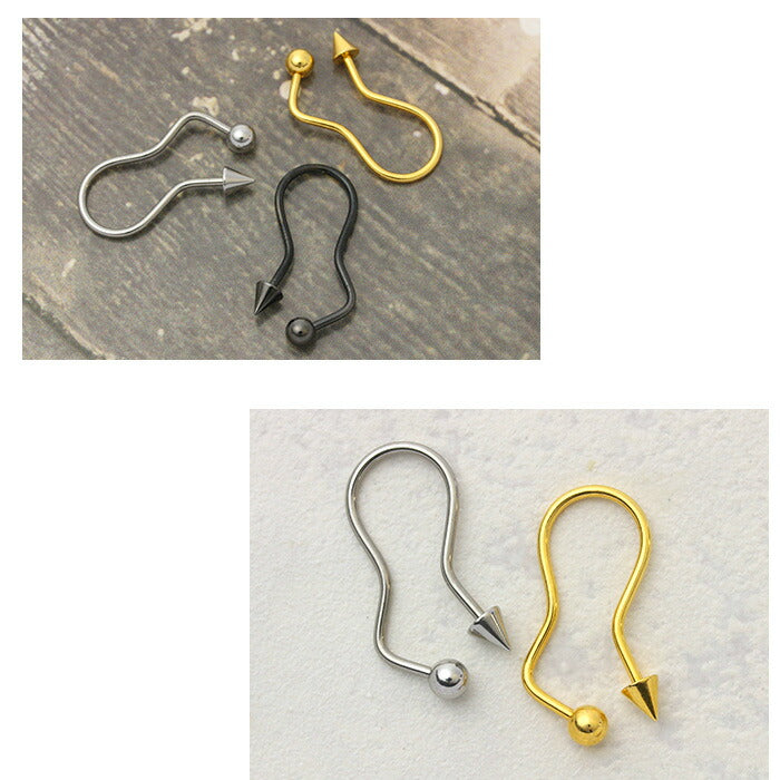 【全品送料無料】 [16G]ボディピアス スパイラル ロング ツイスト コーン ボディーピアス 軟骨用 ピアス 軟骨ピアス 個性的 シルバー ゴールド ブラック「BP」
