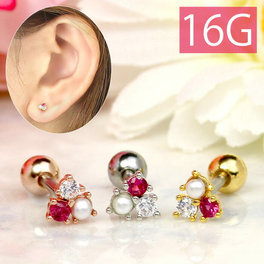 【廃盤】 【全品送料無料】 軟骨ピアス 16G ボディピアス かわいい キャッチ チャーム サージカルステンレス 金属アレルギー対応 プチ ジュエル パール おしゃれ キラキラ ストレートバーベル セカンドピアス サージカルステンレス ファーストピアス セカンドピアス 軟骨 ピアス