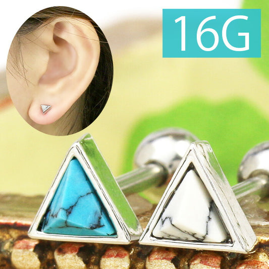 【廃盤】 【全品送料無料】 ボディピアス 軟骨ピアス 16G ターコイズ ストーン トライアングル 軟骨1003 16ゲージ ボディーピアス 凛 軟骨用 ボディピアス専門店 なんこつピアス 耳 りん サージカルステンレス nati