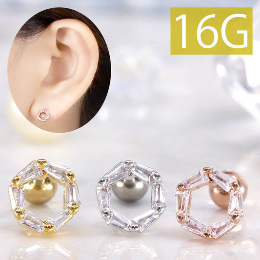【廃盤】 【全品送料無料】 ボディピアス 軟骨ピアス 16G サークル ジュエル ヘキサゴン 軟骨1018 「BP」 「NAN」 ボディーピアス 16ゲージ 軟骨 ピアス ステンレス 六角形 宝石 円