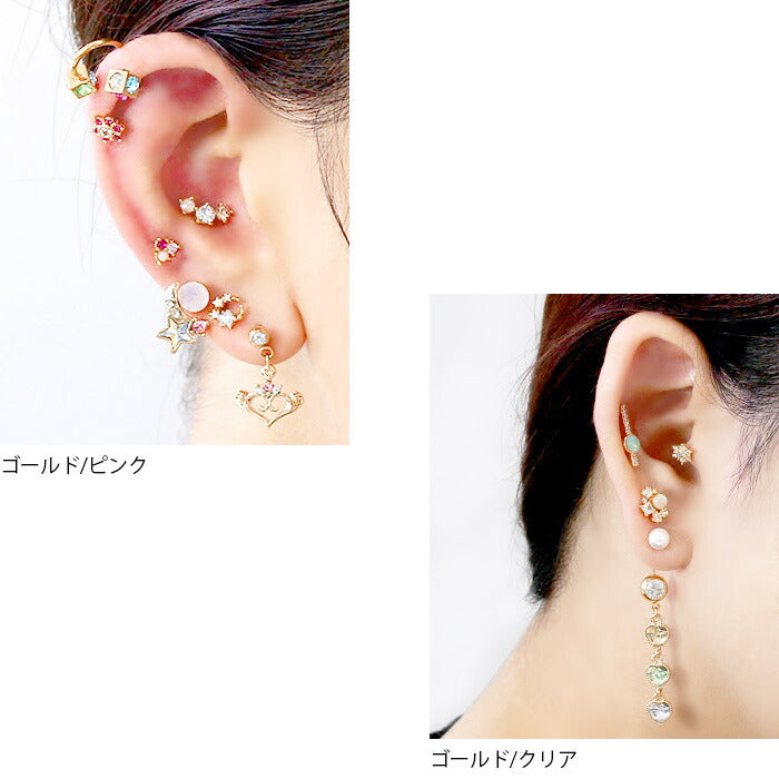 【廃盤】 ボディピアス 16G 軟骨ピアス かわいい ジュエル 雪 結晶 花 ストレートバーベル サージカルステンレス セカンドピアス 軟骨 ピアス
