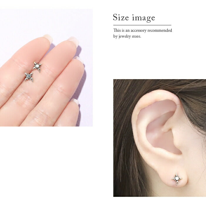 【廃盤】 ★t1501-158　ボディピアス 軟骨ピアス 弓矢 炎 16G シルバー ブラック サージカルステンレス 金属アレルギー対応 つけっぱなし レディース メンズ 片耳用