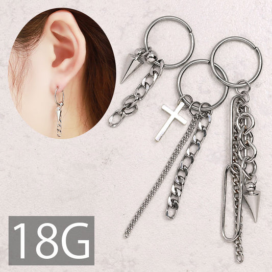 【廃盤】 【全品送料無料】 軟骨ピアス 18G ボディピアス シームレス シームレスリング クロス 十字架 チェーン コーン スパイク かっこいい カッコイイ クール スタイリッシュ 18ゲージ ピアス リング 片耳用 サージカルステンレス 耳
