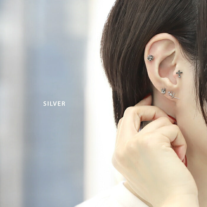 t1501-171 軟骨ピアス 16G ボディピアス サージカルステンレス つけっぱなし 金属アレルギー対応 トカゲ とかげ 蜥蜴 爬虫類 は虫類 いきもの 生き物 リザード ストレートバーベル セカンドピアス レディース メンズ なんこつぴあす かわいい 片耳用