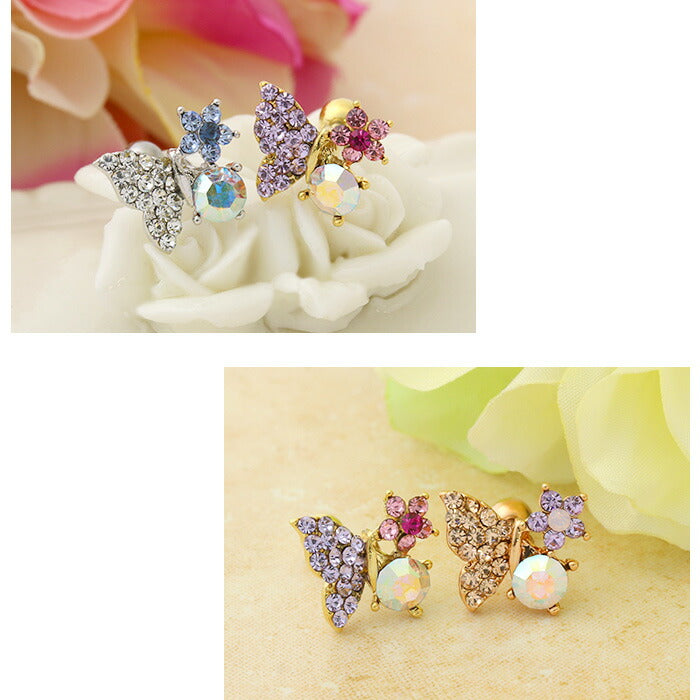 【廃盤】 t1501-98 軟骨ピアス 16G ボディピアス かわいい キャッチ チャーム サージカルステンレス 金属アレルギー対応 ジュエル バタフライ 花 蝶 フラワー キラキラ おしゃれ 軟骨用 ストレートバーベル ファーストピアス セカンドピアス メンズ 軟骨 ピアス