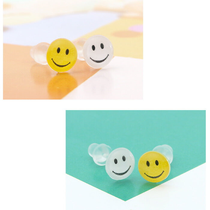 【廃盤】 樹脂ピアス スマイル 金属アレルギー ピアス  かわいい ファッションピアス ノンアレルギー 1個売り「Fピアス」「TOM」