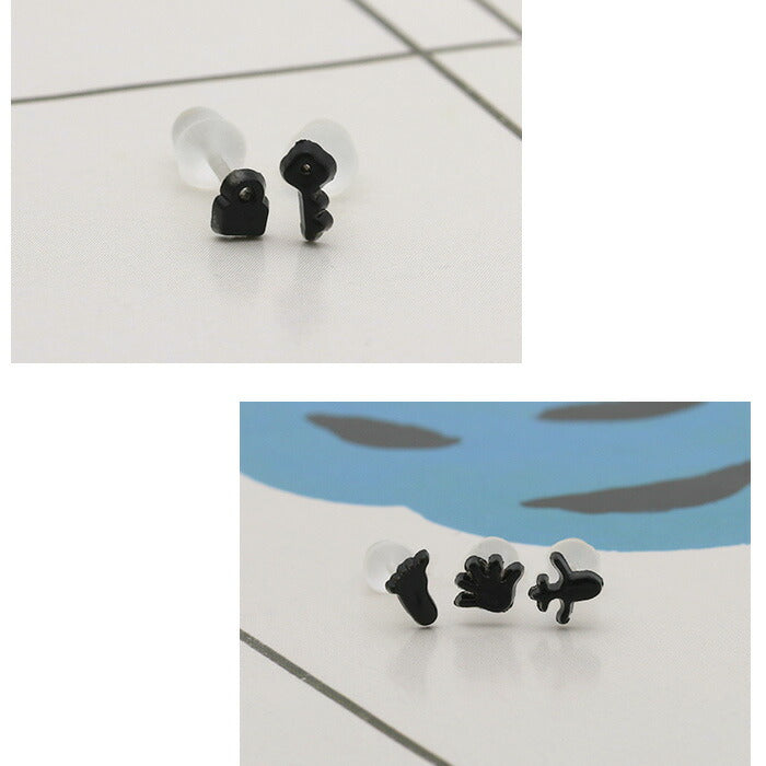 【廃盤】 樹脂ピアス 金属アレルギー ピアス かわいい ブラック シルエット 黒 樹脂 鍵 手 足 ファッションピアス ピアス「Fピアス」「TOM」