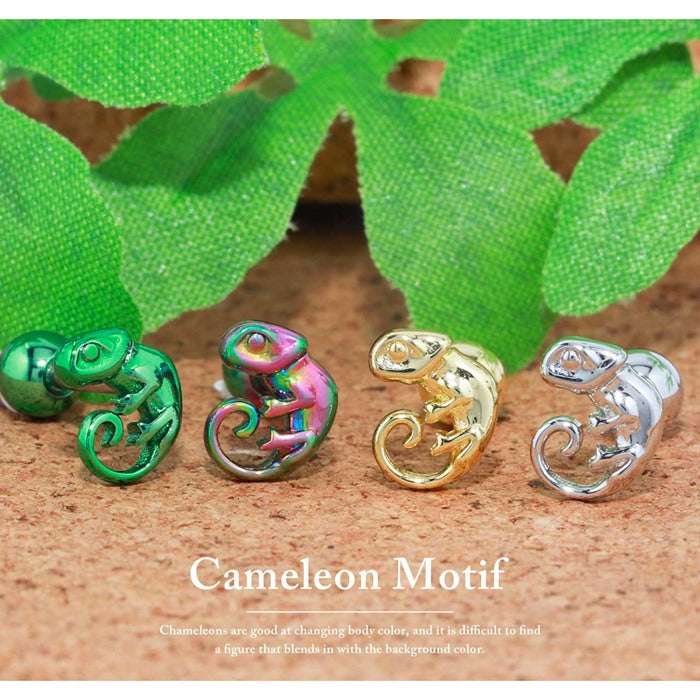 【全品送料無料】 軟骨ピアス 16G ボディピアス かわいい キャッチ チャーム サージカルステンレス 金属アレルギー対応 カメレオン かめれおん 爬虫類 は虫類 キラキラ おしゃれ ストレートバーベル 片耳用 ファーストピアス セカンドピアス メンズ