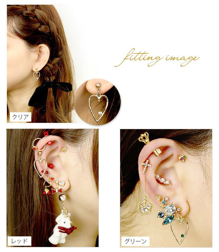 【全品送料無料】 軟骨ピアス 14G 16G ボディピアス かわいい キャッチ チャーム サージカルステンレス 金属アレルギー対応 ハート ジュエル ジュエル キラキラ 揺れる ストレートバーベル 軟骨 ピアス ボディーピアス