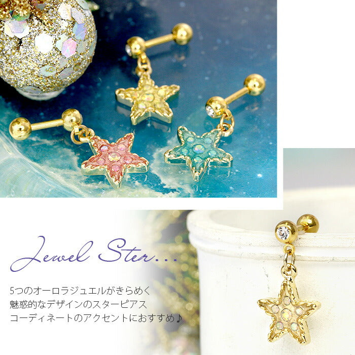 【廃盤】 ボディピアス 14G 16G 軟骨ピアス 14ゲージ 16ゲージ 星 スター サージカルステンレス ストレートバーベル ボディーピアス 凛 軟骨用 ボディピアス専門店 なんこつピアス オーロラ 耳  「BP」「NAN」