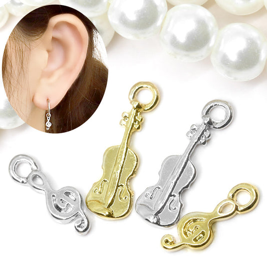 【廃盤】 【全品送料無料】 軟骨ピアス チャーム 16g 18g ボディピアス 14g  音楽 音符 バイオリン ピアス ボディーピアス ボディピ かわいい カスタマイズ 楽器 アレンジ シルバー ゴールド