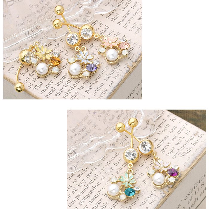 【廃盤】 へそピアス かわいい 14G 18G へそピアス0437 花 はな ジュエル ネイブル ヘソピアス ボディピアス「BP」「HSP」