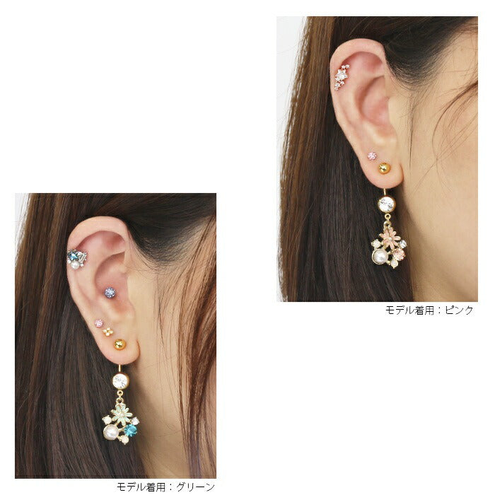 【廃盤】 へそピアス かわいい 14G 18G へそピアス0437 花 はな ジュエル ネイブル ヘソピアス ボディピアス「BP」「HSP」