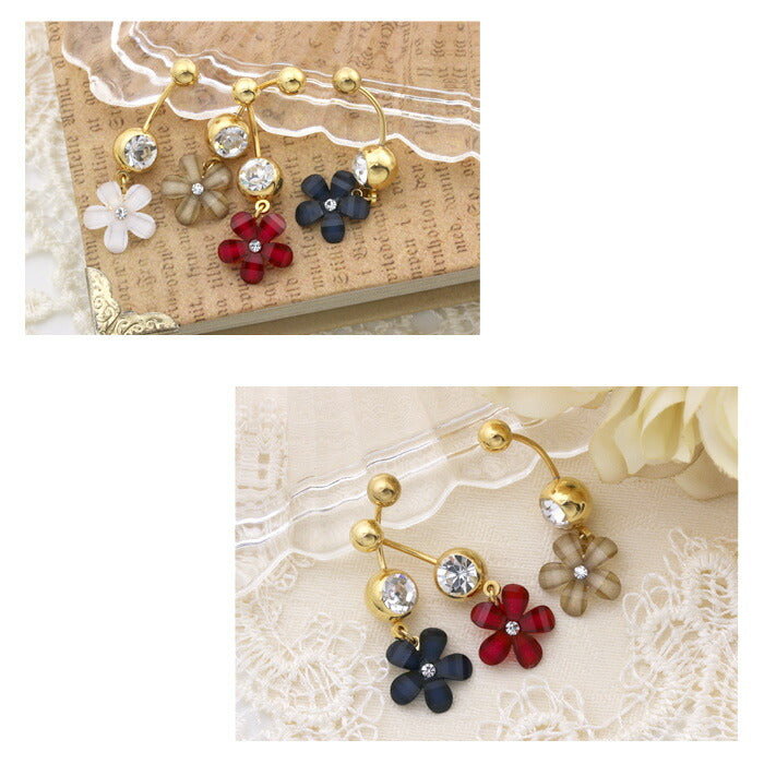 【廃盤】 へそピアス かわいい 14G 18G へそピアス0443 花 フラワー ネイブル ヘソ ボディピアス「BP」「HSP」