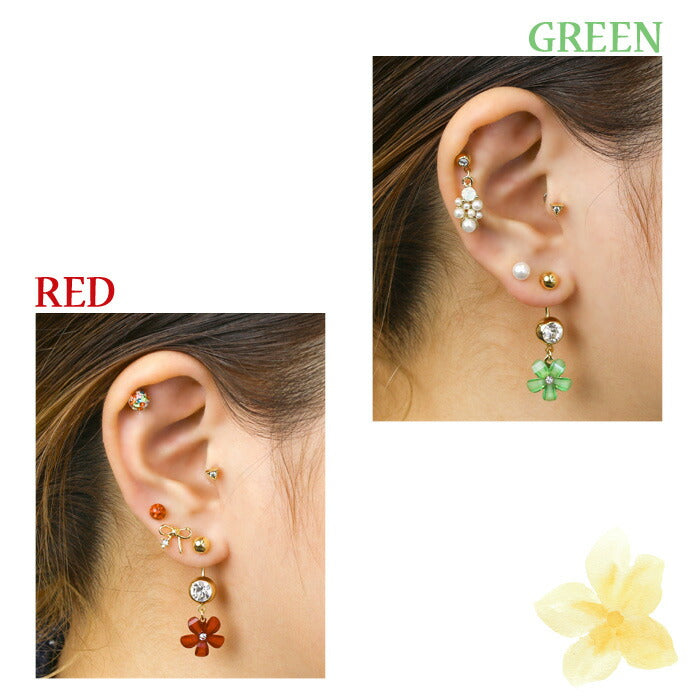 【廃盤】 へそピアス かわいい 14G 18G へそピアス0443 花 フラワー ネイブル ヘソ ボディピアス「BP」「HSP」